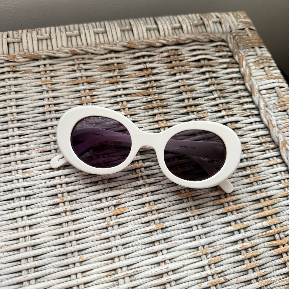 White Oval Retro Sunglasses for Women